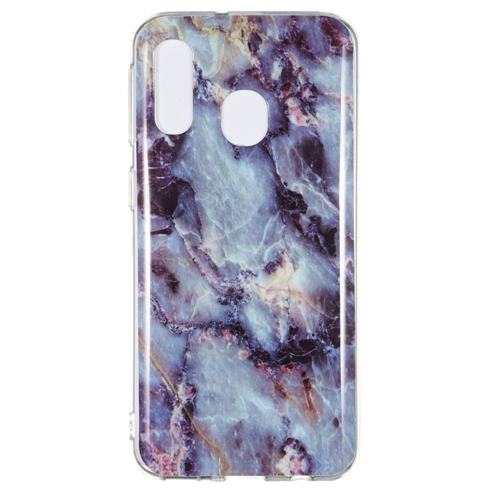 Husa Samsung Galaxy A40 model Grey Marble, Antisoc, Viceversa Gri/Albastru