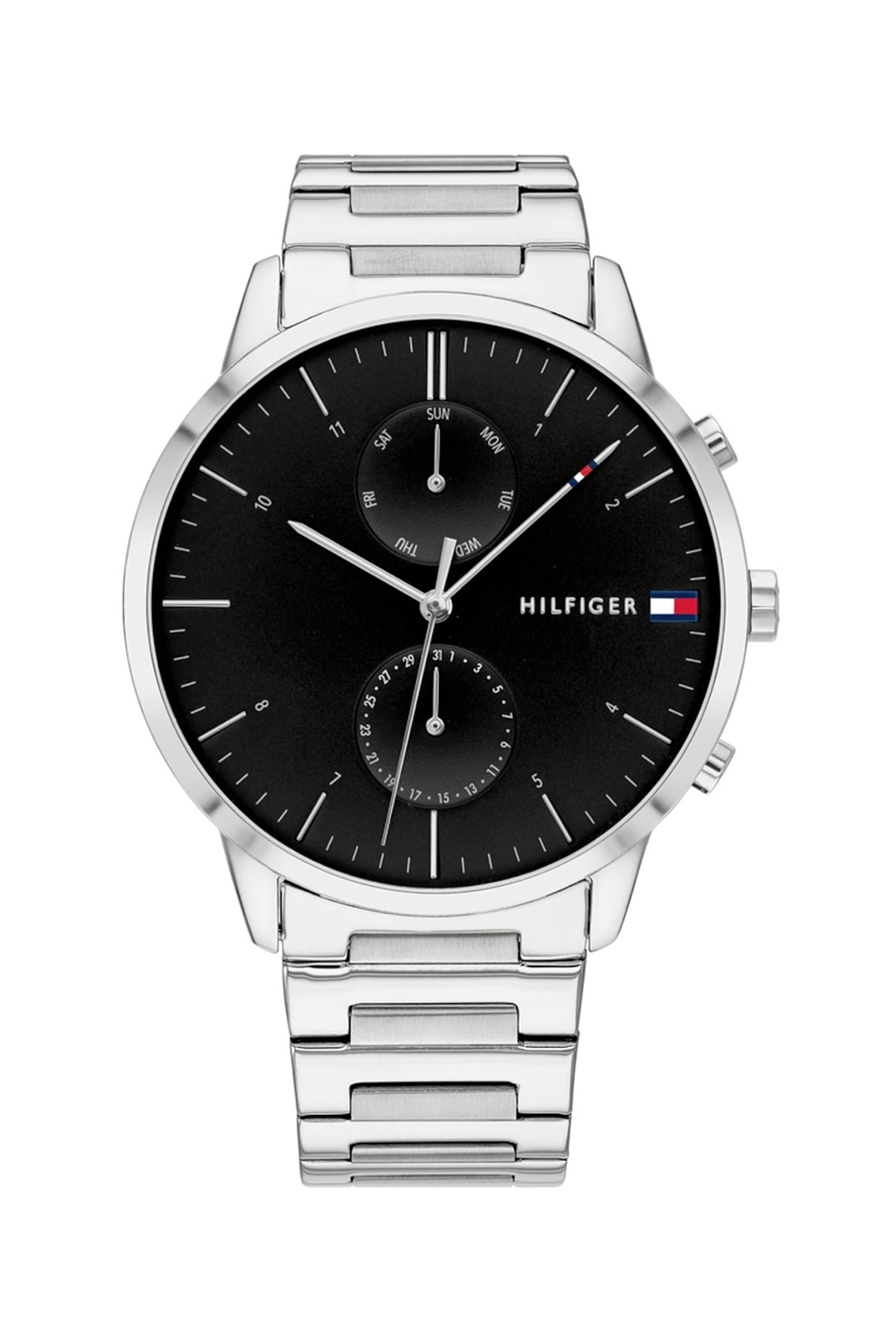 Tommy Hilfiger, Ceas rotund cu bratara metalica, Argintiu