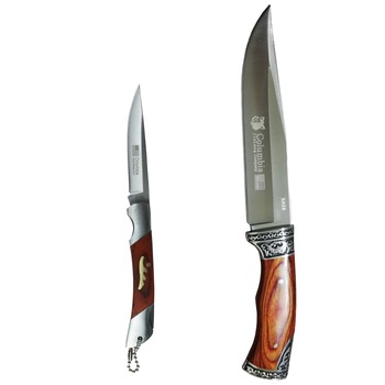 Set 2 cutite ,Cutit de vanatoare si drumetii 31 cm cu model pe maner, outdoor, Columbia,full tang, Briceag elegant de buzunar 18 cm Set 2 cutite ,Cutit de vanatoare si drumetii 31 cm cu model pe maner, outdoor, Columbia,full tang, Briceag elegant de buzunar 18 cm