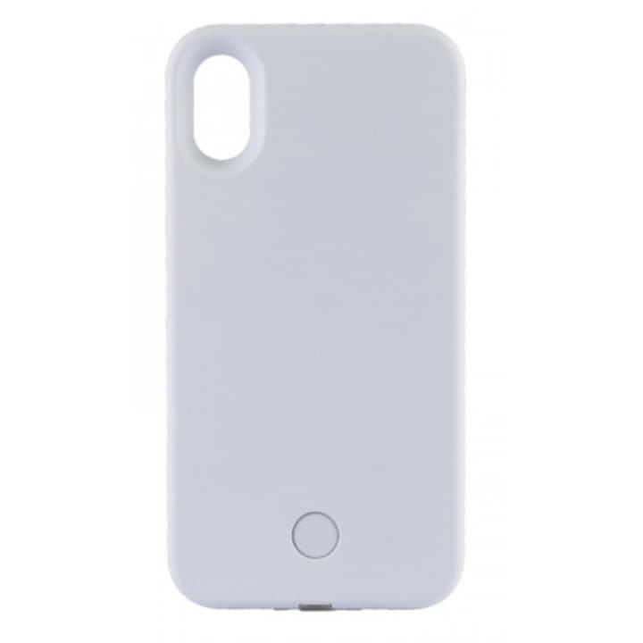 Selfie Case tok iPhone X-hez, Beépített LED-ek, Fokozott védelem, Fehér