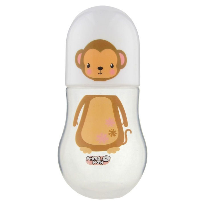 Biberon cu tetina silicon 150 ml, maimuta, Primii Pasi