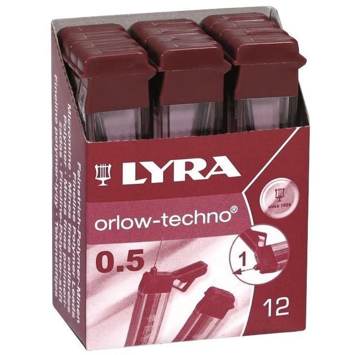 Set 12 mine de creion, Lyra, 2B, 0.5 mm