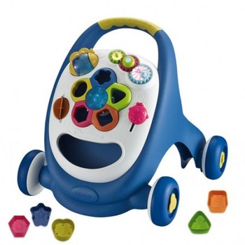 Antepremergator si centru de activitati 2 in 1, cutie de depozitare, jucarii zornaitoare, sunete si lumini, forme geometrice, Albastru Antepremergator si centru de activitati 2 in 1, cutie de depozitare, jucarii zornaitoare, sunete si lumini, forme geometrice, Albastru