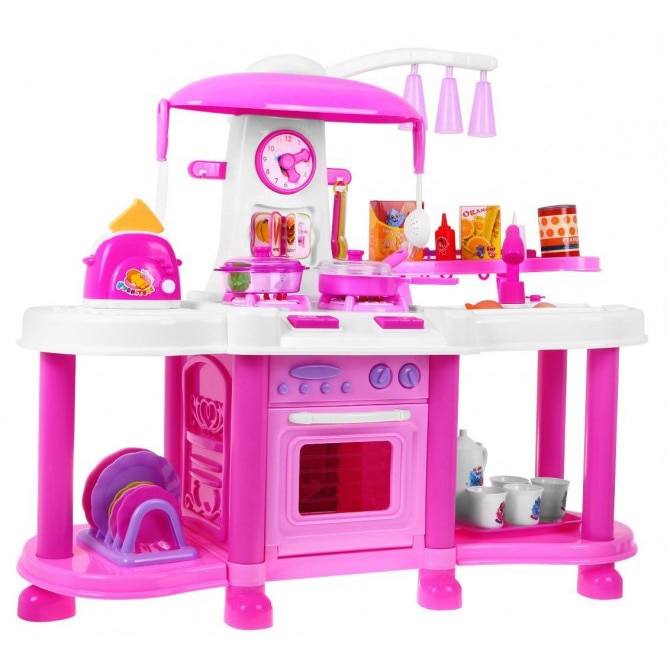 Bucatarie din plastic Malipen echipata de 68 cm, roz