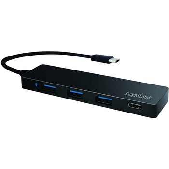 Hub USB Logilink UA0311, USB tip C, 4 porturi, USB 3.0, negru Hub USB Logilink UA0311, USB tip C, 4 porturi, USB 3.0, negru