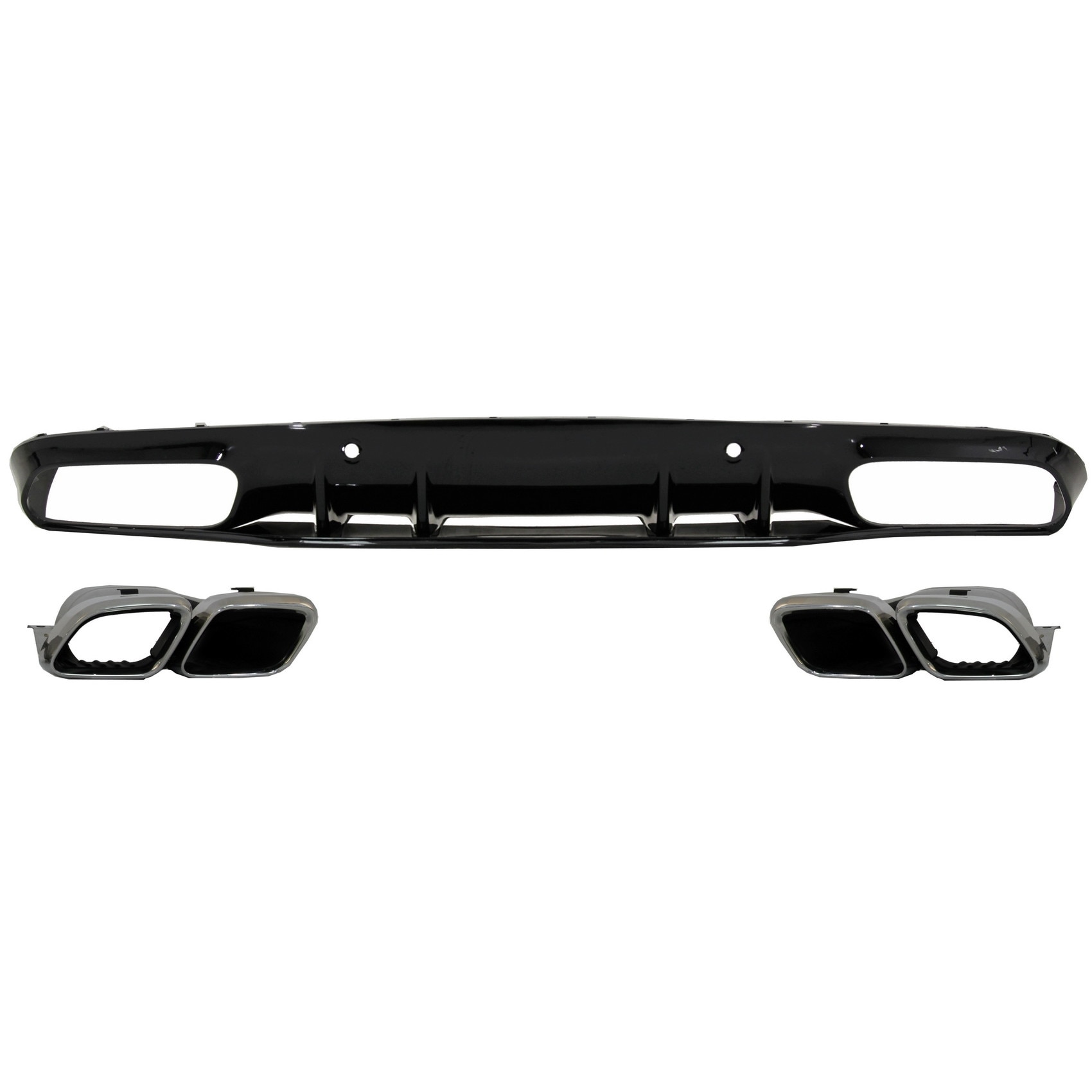 Difuzor Bara Spate compatibil cu MERCEDES C-Class C205 A205 Coupe Cabriolet (2014-2019) C63S Design Silver Tips