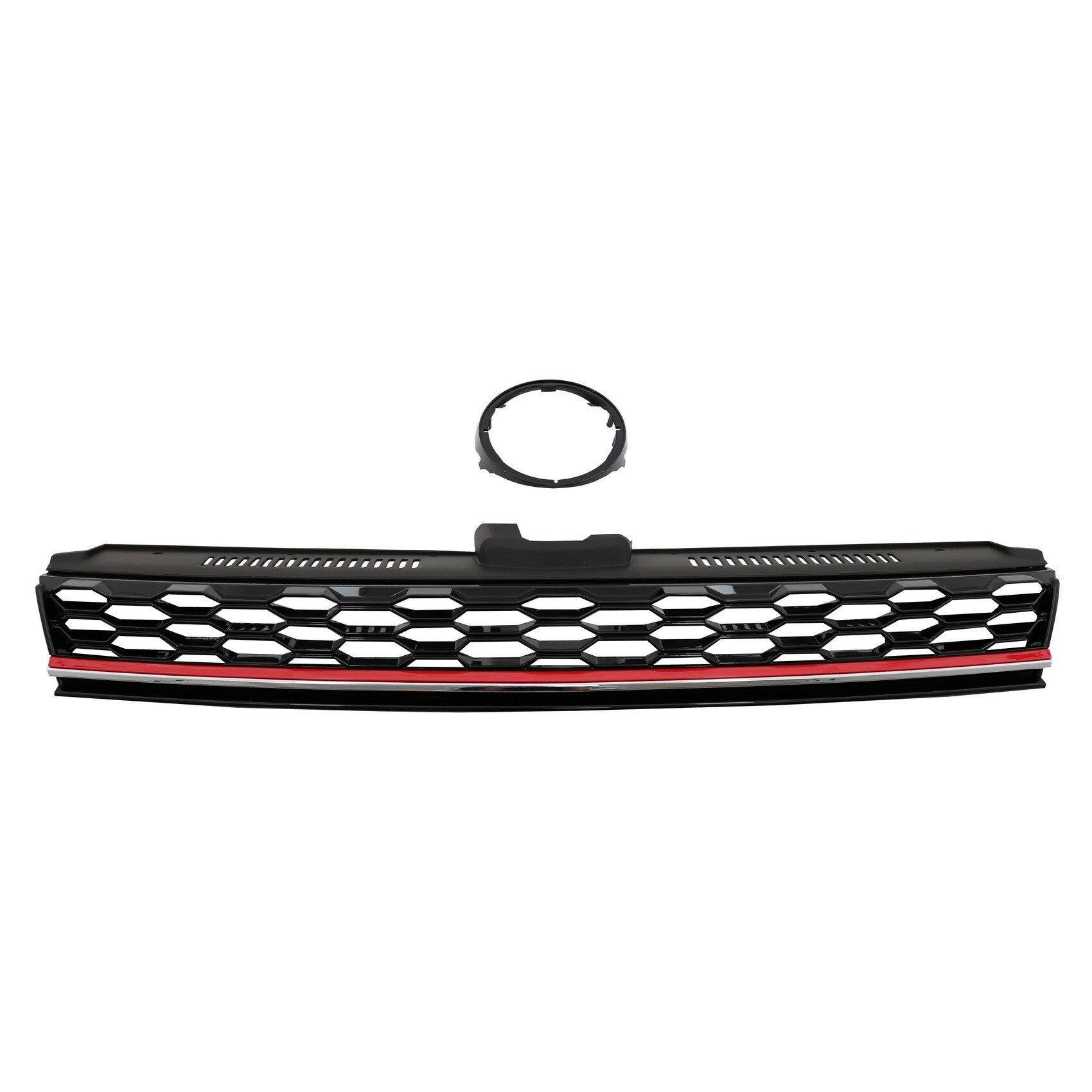 Централна решетка KITT, Съвместима с VW Golf 7.5 VII Facelift (2017+) GTI Look, Червена / Хром