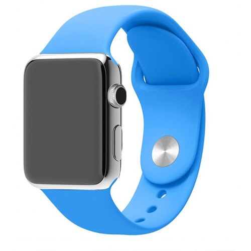 Curea compatibila cu Apple Watch 1/2/3/4/5, Bratara Sport, Silicon, 42-44mm, size ML, Albastru