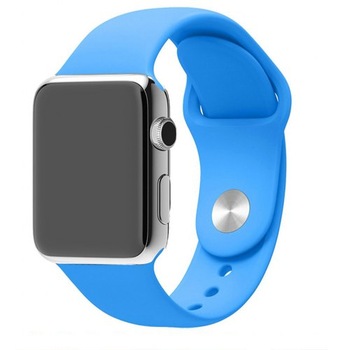 Curea compatibila cu Apple Watch 1/2/3/4/5, Bratara Sport, Silicon, 42-44mm, size ML, Albastru Curea compatibila cu Apple Watch 1/2/3/4/5, Bratara Sport, Silicon, 42-44mm, size ML, Albastru