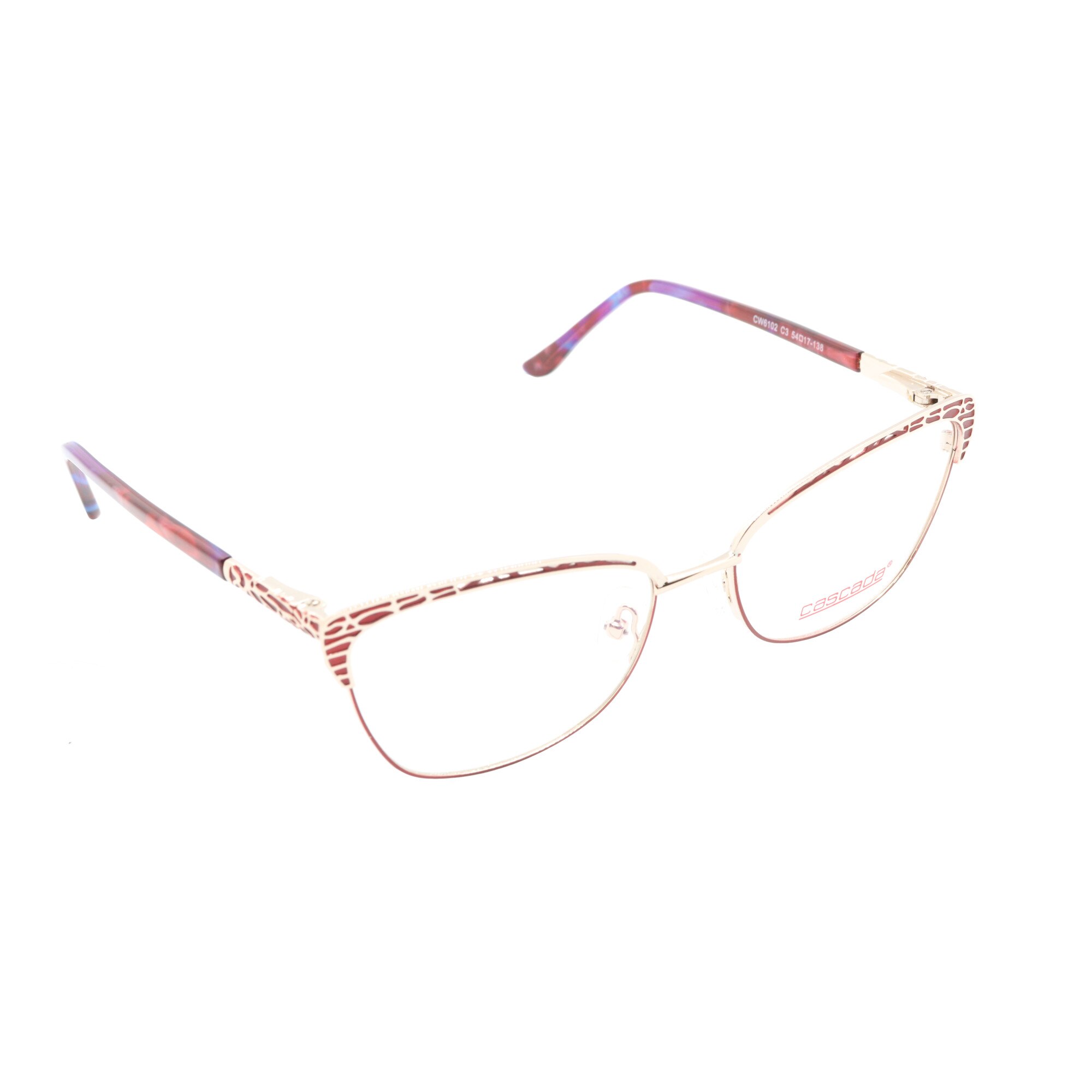Rame ochelari de vedere, Cascada, Dama, CW6102, 54mm, Rosu/Auriu