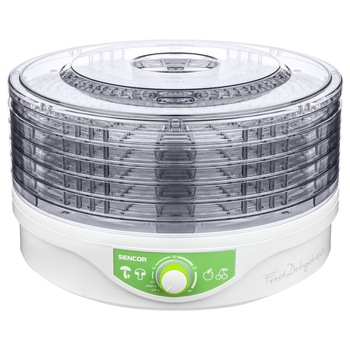 Deshidrator de alimente Sencor SFD 2105WH, 250 W, 5 tavi, Alb/Verde Deshidrator de alimente Sencor SFD 2105WH, 250 W, 5 tavi, Alb/Verde