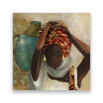 Tablou Canvas - Femeie, Afro, Vaza, Pictura, 100 x 100 cm Tablou Canvas - Femeie, Afro, Vaza, Pictura, 100 x 100 cm