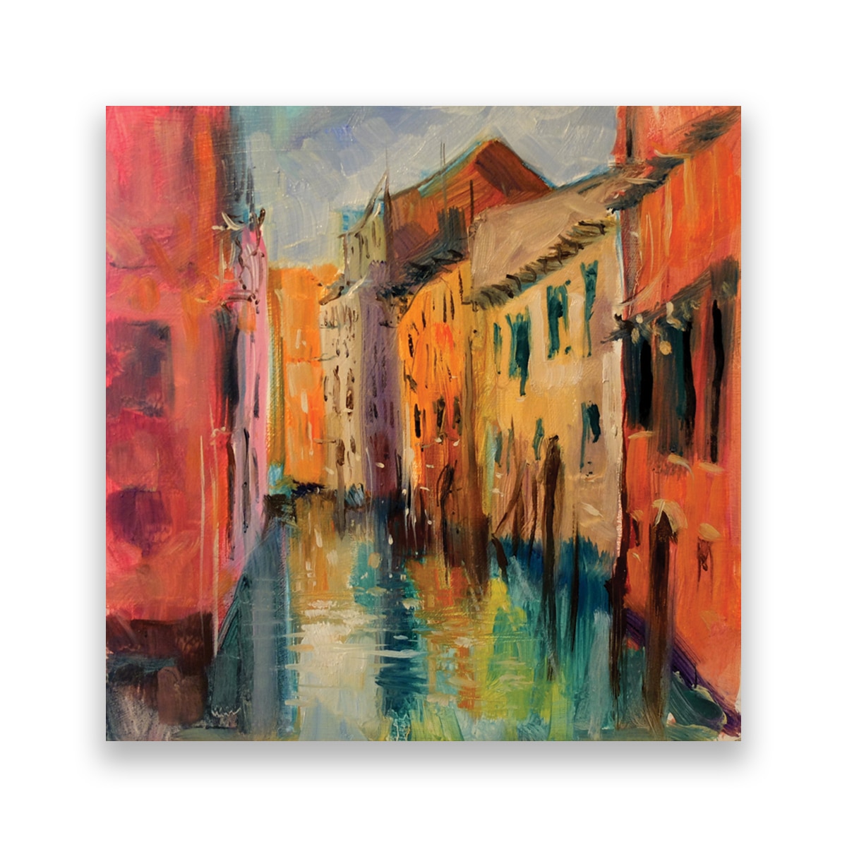 Tablou Canvas - Venetia, Oras, Cladiri, Vara, Pictura, 100 x 100 cm