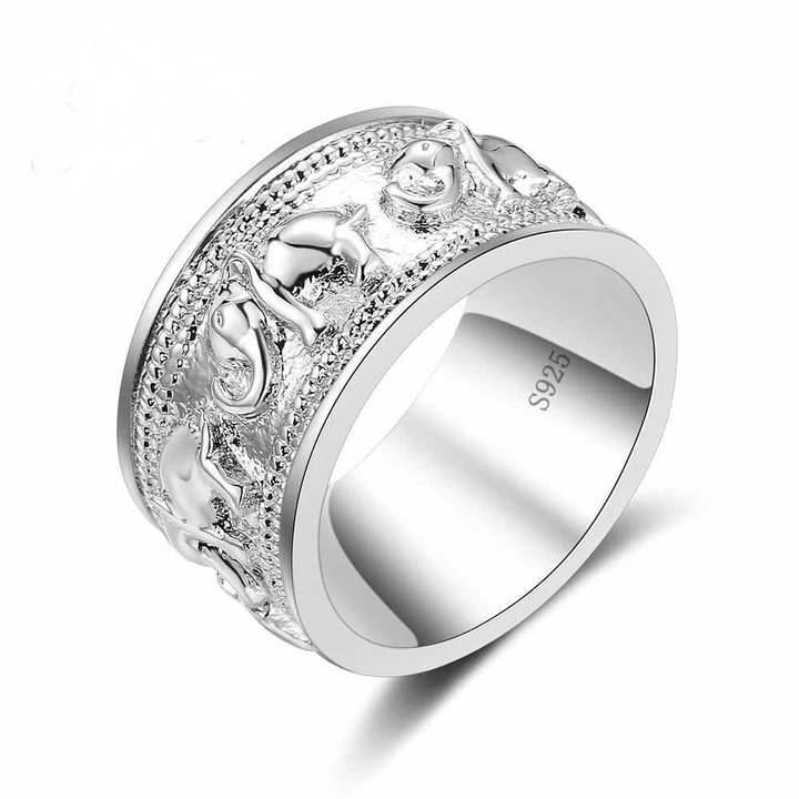 Inel argint cu elefanti Tibet marimea 20mm