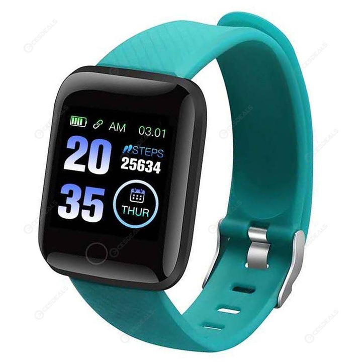 Смарт Гривна 116 Plus, Android, iOS/ Android, Bluetooth-Свързаност, Водоустойчив, Кръвно, Пулс, Tracker, Крачкомер, Зелен