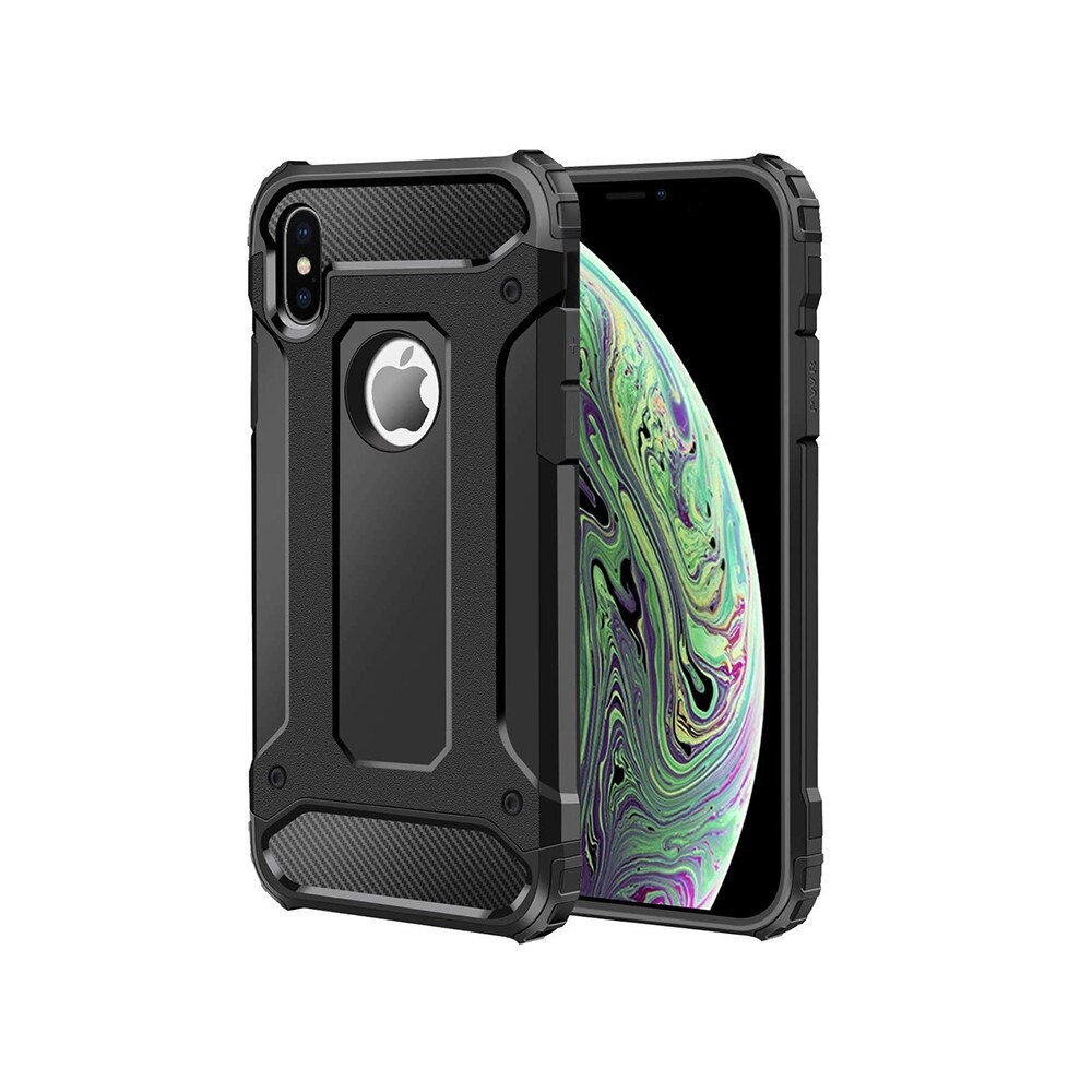 Husa pentru telefon, Armor, Silicon, Spate intarit, Rezistenta la socuri, Pentru iPhone X / Xs, Negru