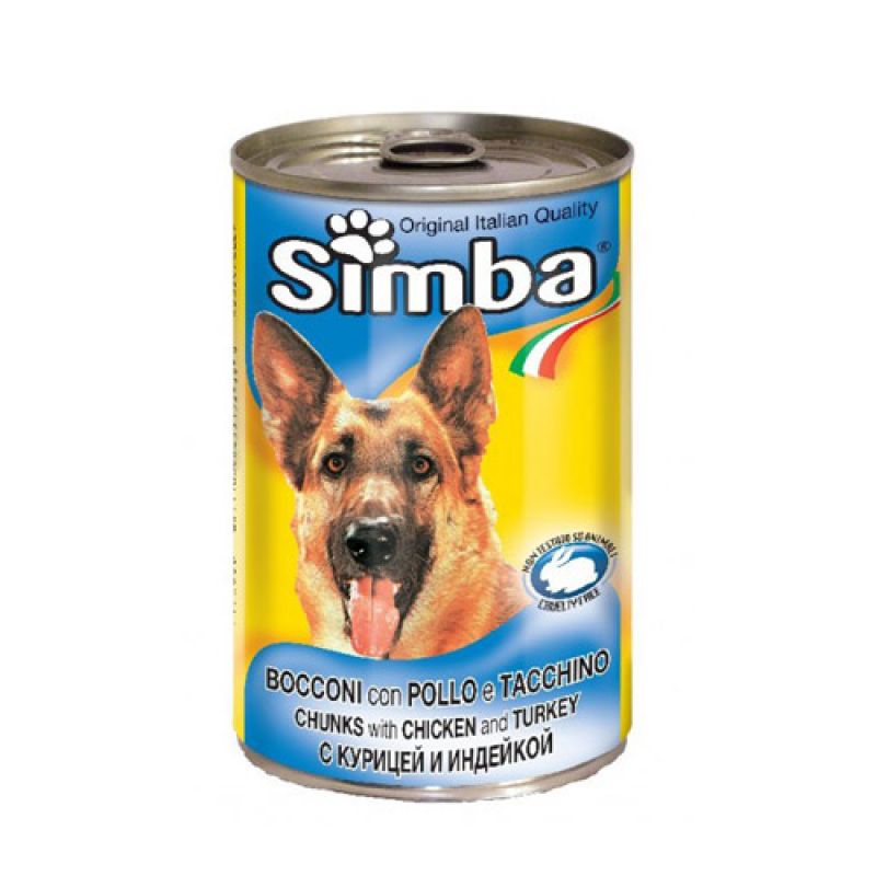 Hrana umeda pentru caini, Set 6 conserve, Simba Dog, pui, curcan, 415 g