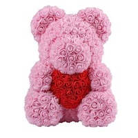 ursulet floral roz cu inima rosie ursulet decorat manual cu trandafiri de spuma teddy bear 40 cm cutie decorativa inclusa imagen 54_0_
0
