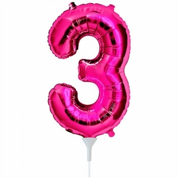 Balon folie cifra 3 magenta - 41cm, Northstar Balloons Q59067 Balon folie cifra 3 magenta - 41cm, Northstar Balloons Q59067
