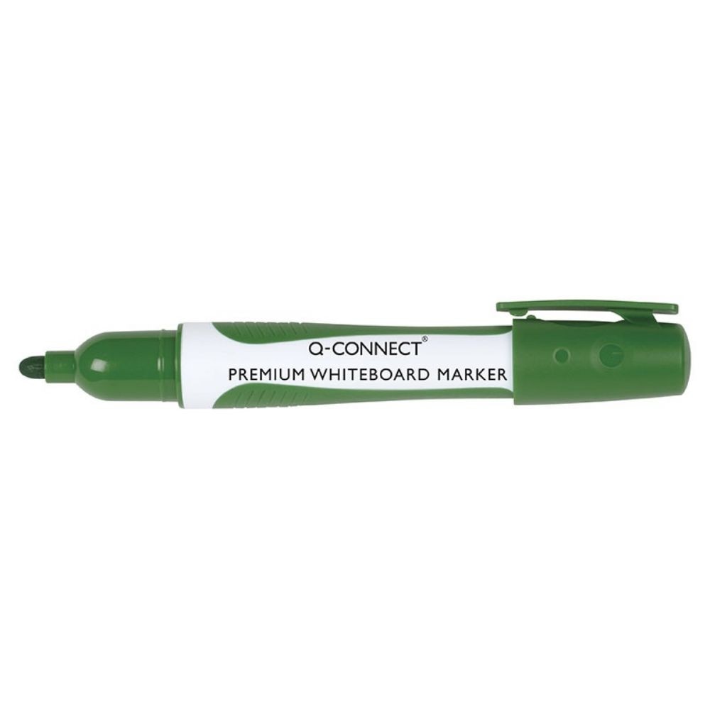 Set 10 Markere Whiteboard Q-CONNECT cu Varf Rotund, Grosime Scriere 2-3 mm, Culoare Verde