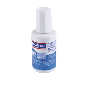 Corector Fluid cu Pensula pe Baza de Apa DONAU, 20 ml, Uscare Rapida Corector Fluid cu Pensula pe Baza de Apa DONAU, 20 ml, Uscare Rapida