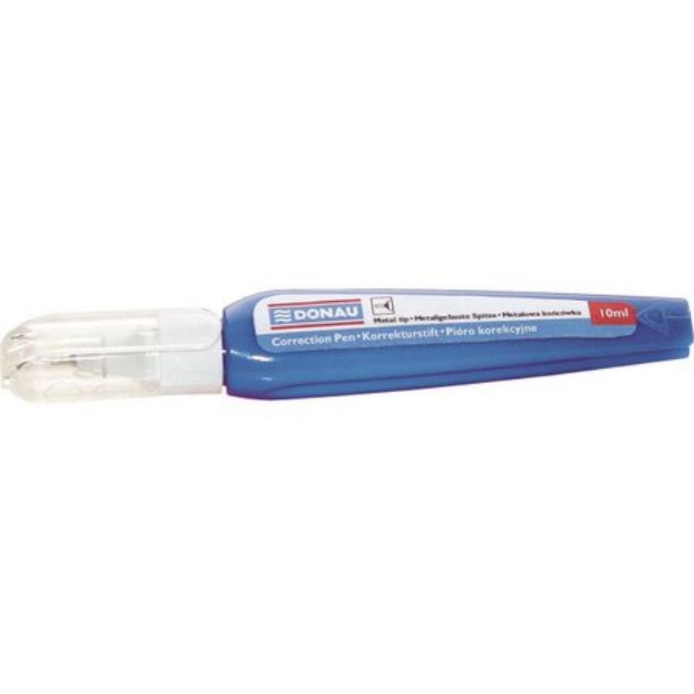 Corector Fluid DONAU cu Pensula pe Baza de Apa, 10 ml, Uscare Rapida