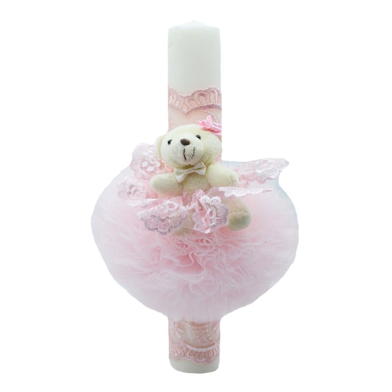 Lumanare pentru botez 30 x 7 cm NN LB-08, Roz