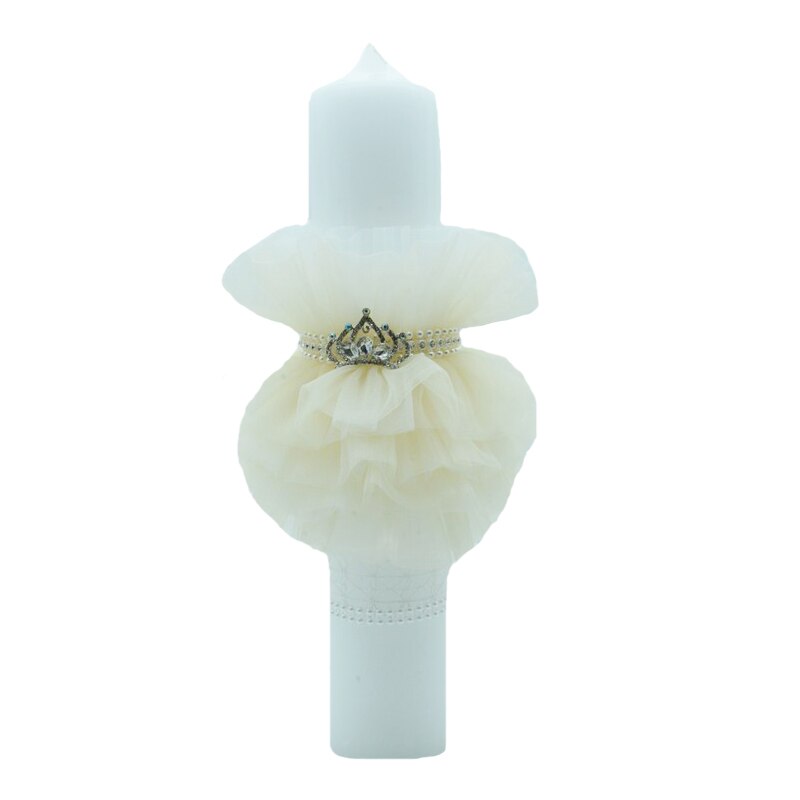 Lumanare pentru botez 30 x 7 cm NN LB-02, Crem