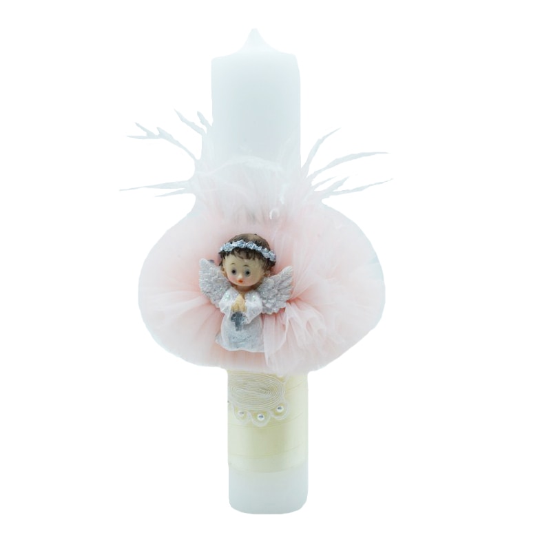 Lumanare pentru botez 30 x 7 cm NN LB-03, Roz