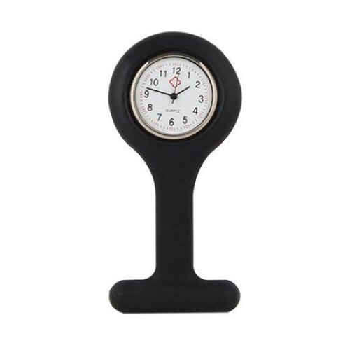 Ceas pentru asistente medicale sau doctori, mini brosa pentru tunica din silicon, Negru