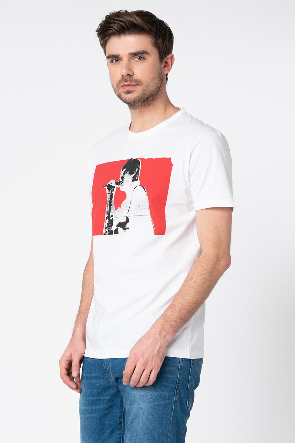 Pepe Jeans London, Tricou cu croiala lejera Gillian, Alb