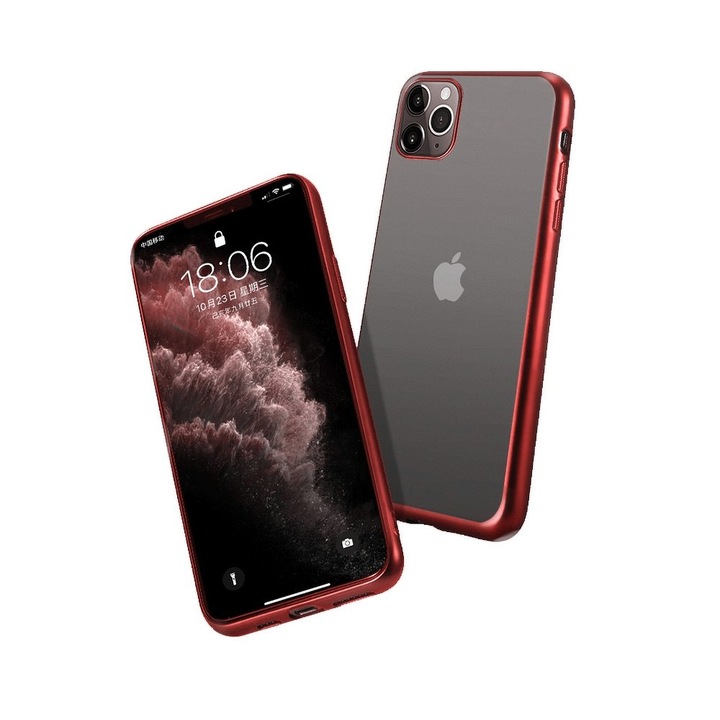 Предпазен гръб Forcell New Electro Matt Case за Apple iPhone 11 Pro, Полупрозрачен/Червен