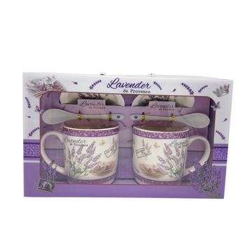 Set 2 Cani, Portelan, Decoratiune Lavanda, 300 ml Set 2 Cani, Portelan, Decoratiune Lavanda, 300 ml