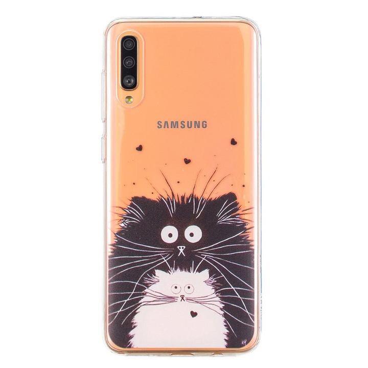 A burkolat kompatibilis a SAMSUNG Galaxy A70 Cute Cats modellel, ütésálló, Viceversa Multicolor