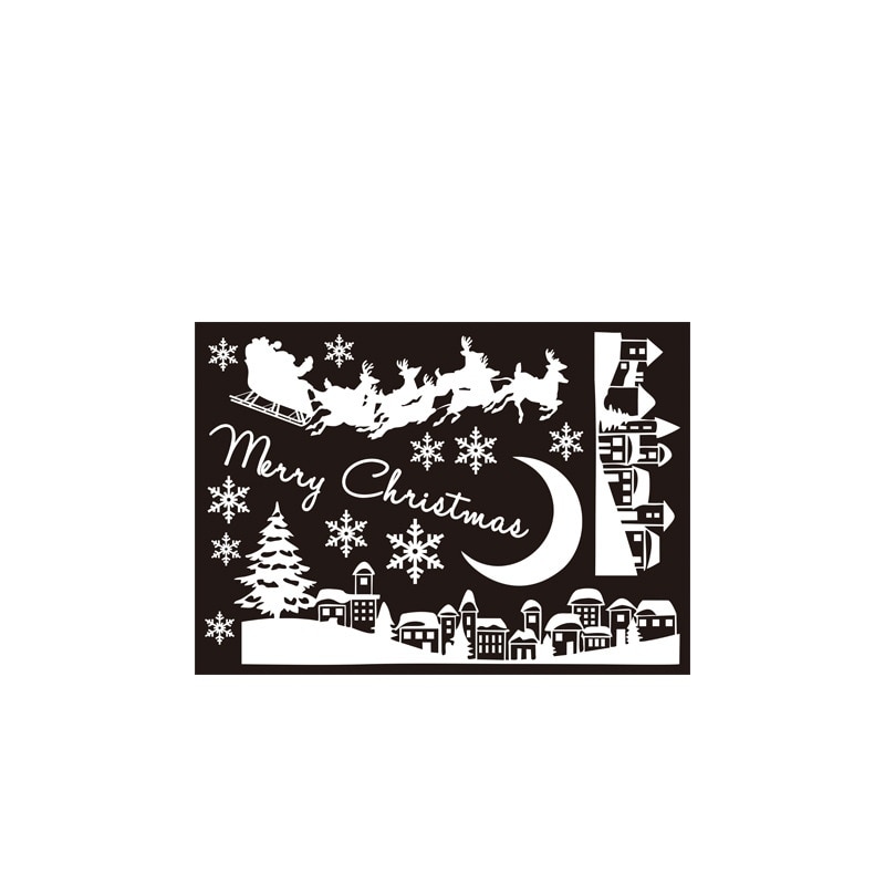 Set Sticker autoadeziv Merry Christmas, 35x50 cm, pentru geam sau alte suprafete lucioase, culoare alb, 2 bucati