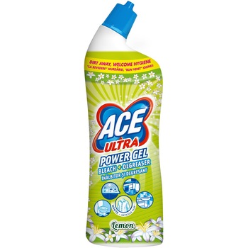 Solutie pentru curatat baia Ace Ultra Power Gel Bleach+Degreaser Lemon, inalbitor si degresant 750 ml Solutie pentru curatat baia Ace Ultra Power Gel Bleach+Degreaser Lemon, inalbitor si degresant 750 ml