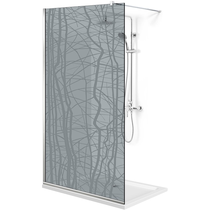 Paravan dus walk-in Aqua Roy ® INOX, model Manhattan incolor, sticla 8 mm gri, securizata, anticalcar, 110x195 cm