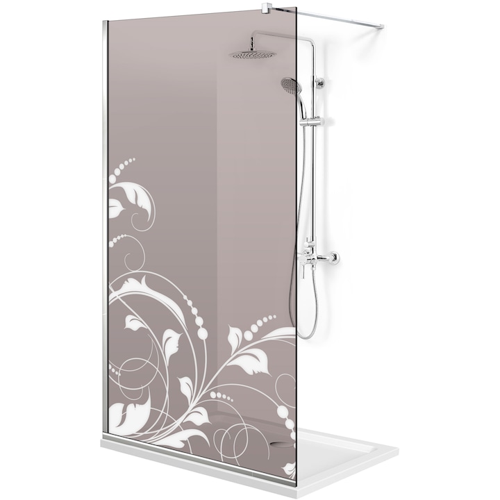 Paravan dus walk-in 90 x 195 cm Aqua Roy, model La Vie alb, sticla bronz, 8 mm, profil inox