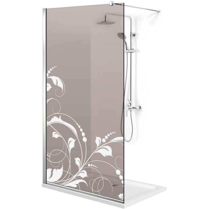 Aqua Roy ® INOX 120x195 cm zuhanyfal, fehér La Vie modell, 8 mm bronz biztonsági üveg, vízkő elleni kezeléssel