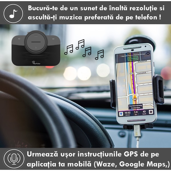 Bluetooth Car Kit, Veopulse BPRO2B, автоматична връзка eMAG.bg