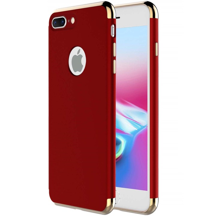 Кейс за Apple iPhone 8 Plus, GloMax 3in1 PerfectFit, червен