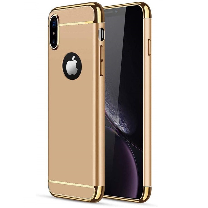 Кейс за Apple iPhone X, GloMax 3in1 PerfectFit, златен