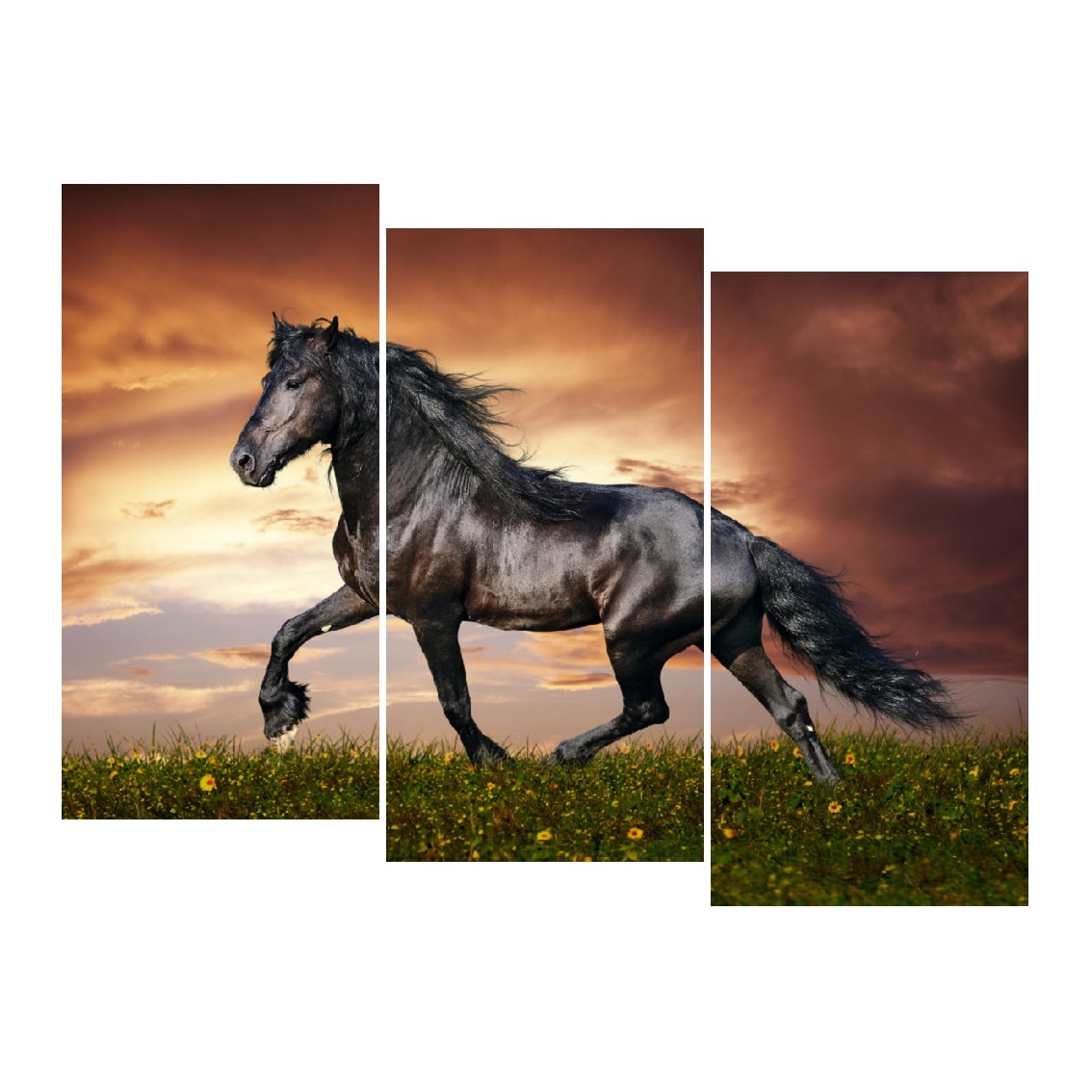 Tablou multicanvas 3 piese Cai 3, 120 x 90 cm