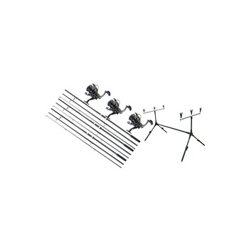 Set 3 Lansete, Master Carp, 3.90 metri, echipate cu 3 Mulinete DA6000, plus Rod pod cu 3 posturi Set 3 Lansete, Master Carp, 3.90 metri, echipate cu 3 Mulinete DA6000, plus Rod pod cu 3 posturi