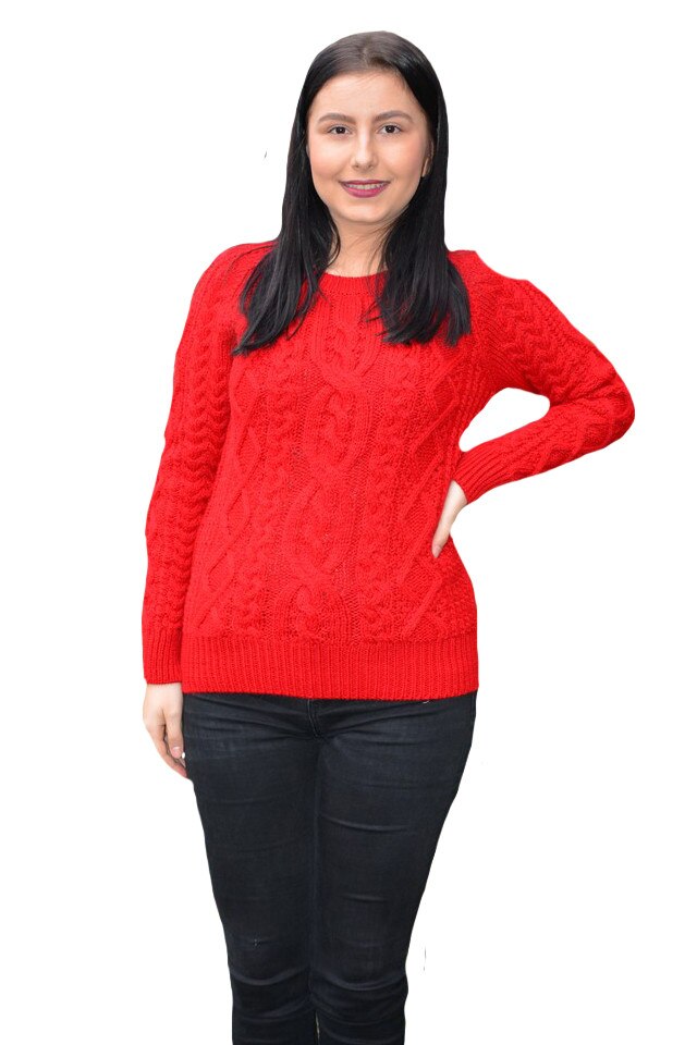 Pulover tricotat ,model 3D,D&J Exclussive, Rosu