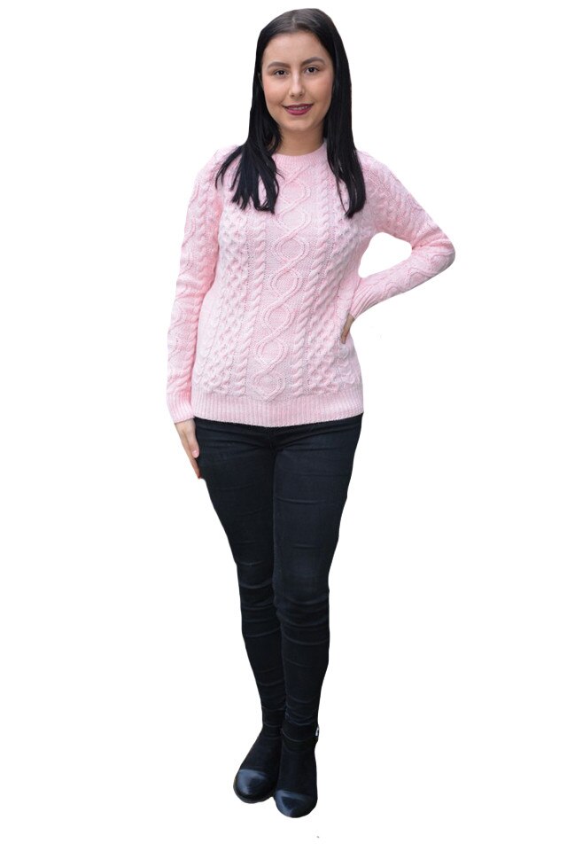 Pulovar tricotat Jenny cu design rafinat, D&J Exclussive, Roz