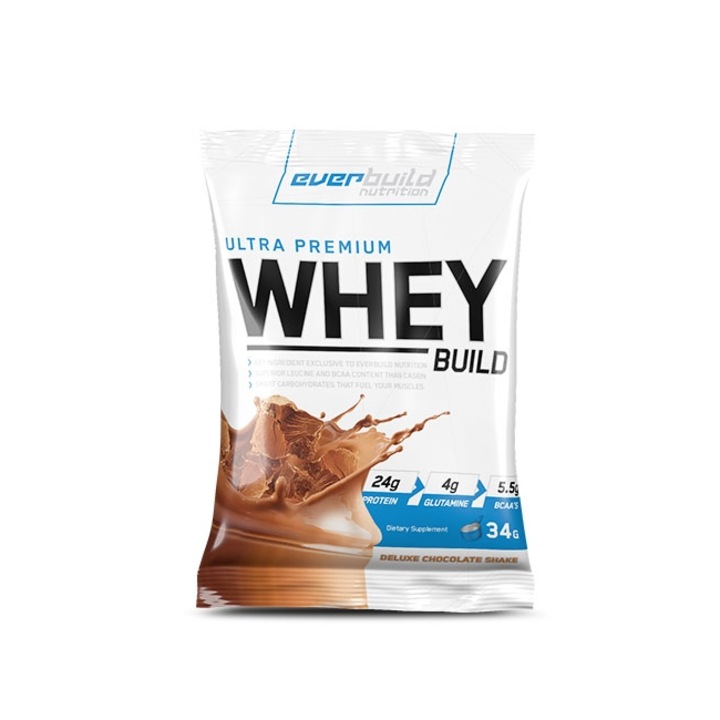 Суроватъчен протеин концентрат, EVERBUILD Ultra Premium Whey Build, вкус на праскова и манго, 34 g