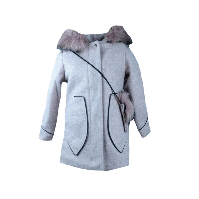 Palton pentru fetite Tylkomet, cu fermoar si gluga cu blana, Roz