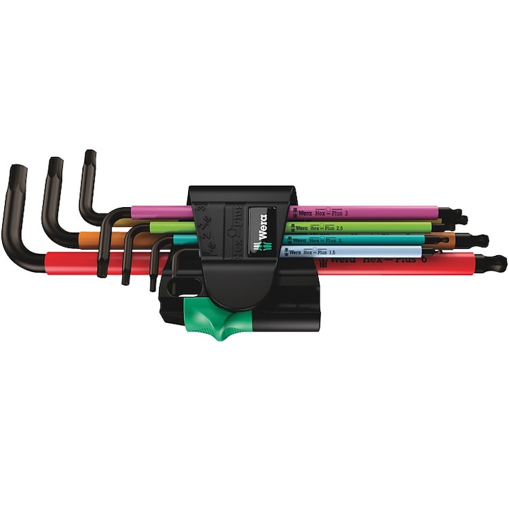 Set chei imbus cu profil hexagonal, multicolor, magnetic, 1.5-6 mm, 7 piese, Wera