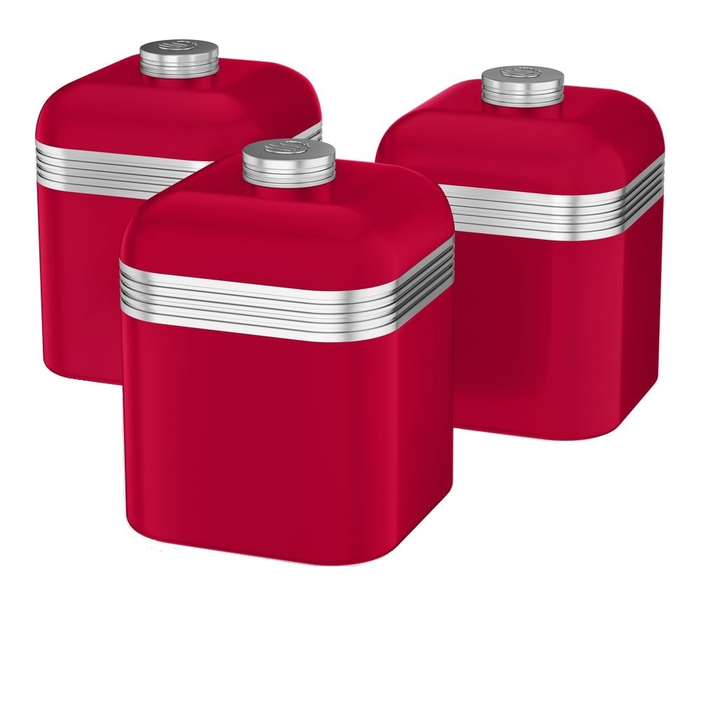 Set 3 cutii depozitare Retro pentru bucatarie, Swan SWKA1020RN, Design Retro, Material Metal